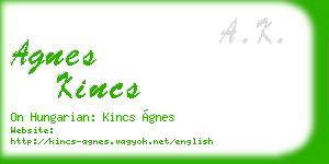 agnes kincs business card